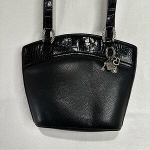 Brighton Collectibles Black Leather Handbag Purse Shoulder Bag EUC